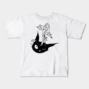 Cute Black Cat Head And Witch Hand Kids T-Shirt